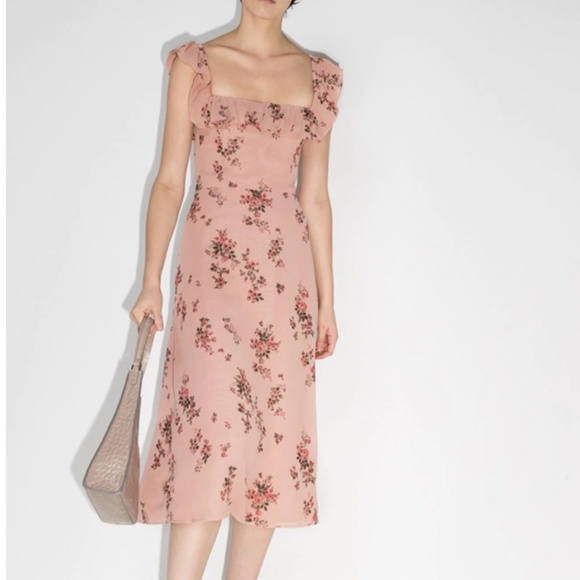 Reformation Women's Midi Pink Floral Print Collette Dress, Size 4 - Picture 2 of 6